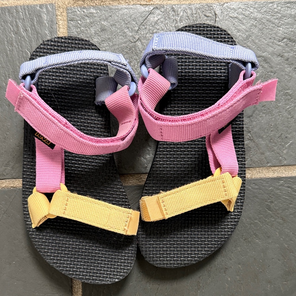 Teva Kids Sandals with Pink, Yellow, and Purple Straps